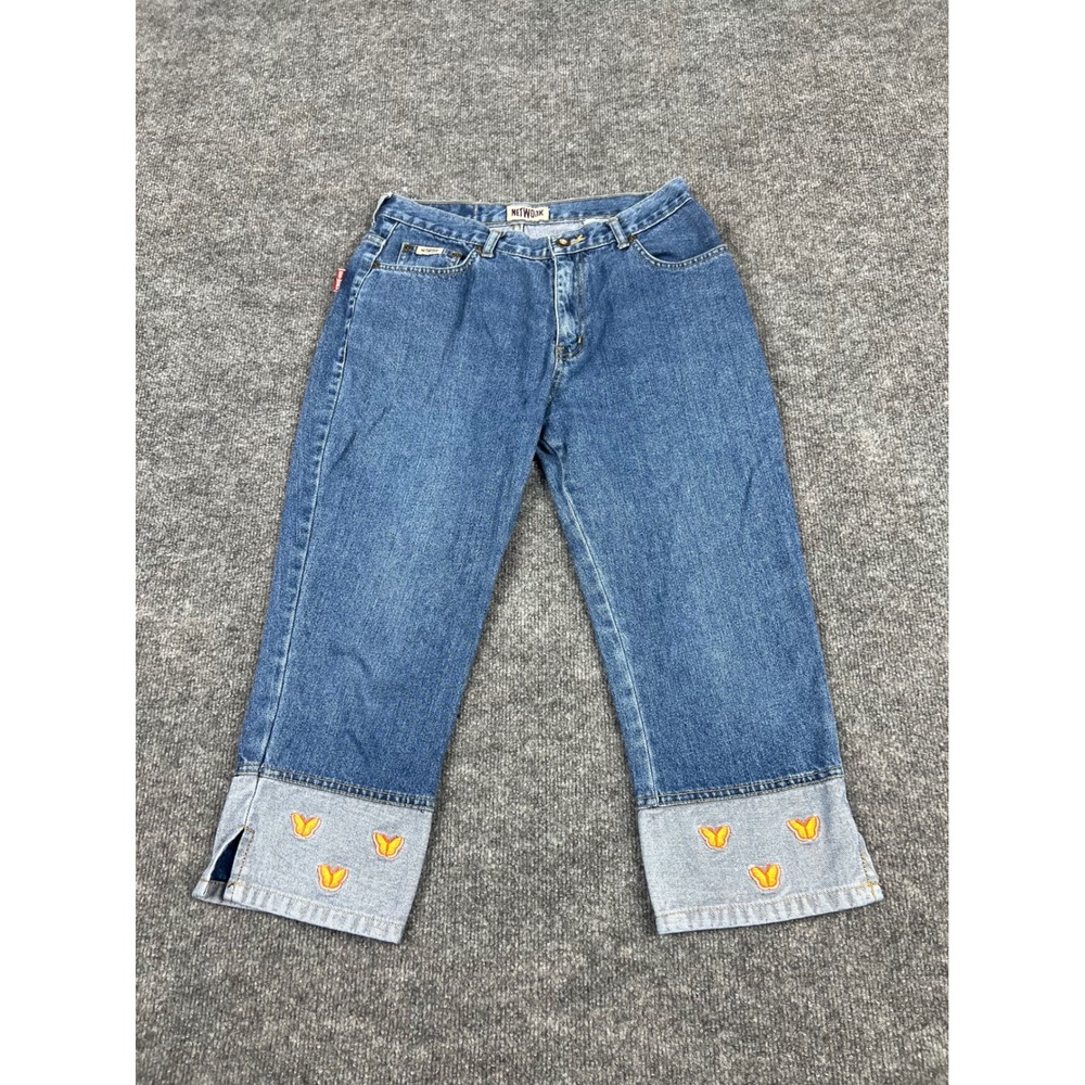 Network Vintage Butterfly Embroidered Cropped Jeans Denim Size 12 South Africa